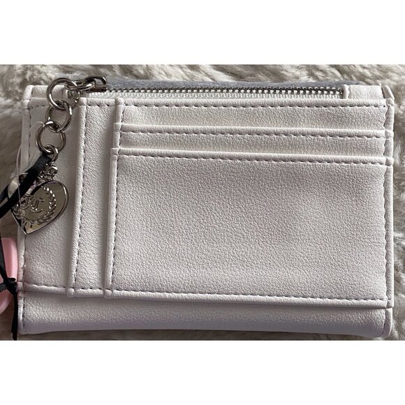 JUICY COUTURE GIRLIE ROYALTY Double Sided Trifold Wallet Dove Grey Pink NEW - Picture 5 of 9